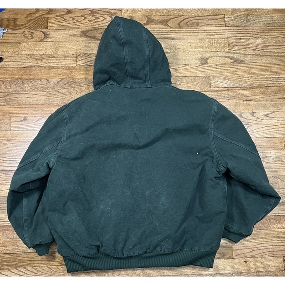 Carhartt Men's Canvas Bomber Jacket Quilt Lined Cotton Green Size 3XLT J130 SPC - Picture 4 of 4